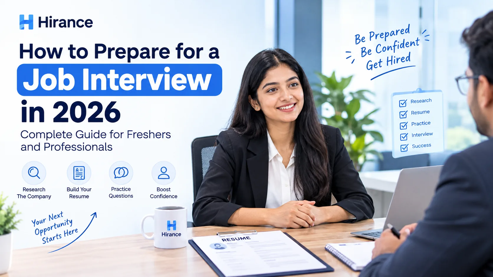 Job candidate preparing for an interview with a recruiter in a professional office
